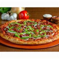 Pizza Factory Gluten-Free Special · Mozzarella cheese, pepperoni, ham, mushrooms, onions, green peppers and bacon.