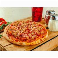 All Meat Gluten-Free Pizza · To satisfy the meat lovers - mozzarella, lean Canadian bacon, salami, pepperoni, ham, signat...