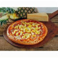 Hawaiian Gluten-Free Pizza · Mozzarella, Lean Canadian bacon and juicy pineapple.
