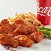 Wings Combo · Includes fries, drink, celery, and ranch or blue cheese dressing.