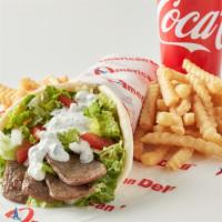 Gyro Wrap Combo · Includes fries and drink.