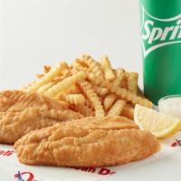 Tilapia Fish With 5 Pieces Wings · Served with 1 tartar sauce. Includes 5 wings, fries, drink.