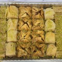 Assorted Mixed Baklava (Quarter Sheet) · Quarter sheet tray filled with our famous most popular assorted baklava.