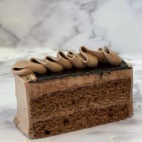 Chocolate Mousse · Chocolate sponge cake filled with chocolate mousse.