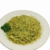 Spaghetti With Pesto · Our classic fresh basil pesto sauce.