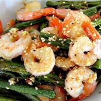 Szechuan Shrimp · Spicy. Shrimp, green pepper, carrots, celery and mushroom, stir-fried in house Szechuan brow...