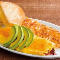 California Omelet · What’s not to love, dude or dudette? 3 cage-free eggs, hand-cracked and cooked-to-order, wit...