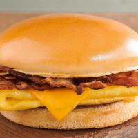 2-Egg Breakfast Sandwich · 2 cage-free eggs, American cheese, and sliced ham on a locally-baked brioche bun. It’s perfe...