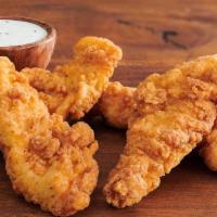 4 Pc Chicken Strips · 4 tender white meat chicken strips, seasoned and battered, and fried to crispy perfection. E...