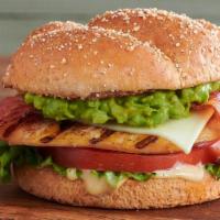 Charbroiled Chicken Club · Grilled all-natural chicken breast, topped with thick hickory-smoked bacon, hand-smashed Has...