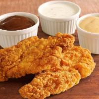Fried Chicken Dippers · 2 tender white meat chicken strips, seasoned and battered, and fried to crispy perfection. S...