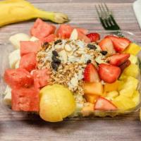 Fruit Salad · Seasonal fruit topped with cottage cheese and granola.