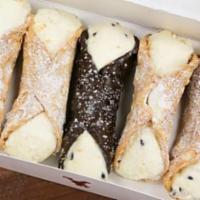 5-Pack Cannoli Box · Four Classic Cannoli and one Chocolate-Dipped Cannoli filled with sweet ricotta cheese, choc...