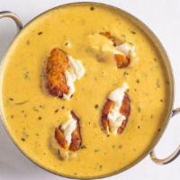 Malai Kofta · Veggie. Croquettes made from soft homemade cheese, potatoes and vegetables simmered in a del...