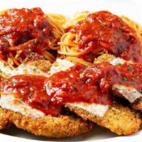 Handmade Parmesan Family Platter · Our signature recipe. Served with spaghetti and tomato sauce. Classic Chicken or Grilled Chi...