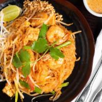 Pad Thai · Rice stick noodles stir fried with choice of meat, egg, tofu, bean sprout, green onion in Pa...