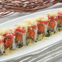 Red Dragon Roll · Hot and spicy. Spicy tuna roll topped with tuna and tempura crunch.