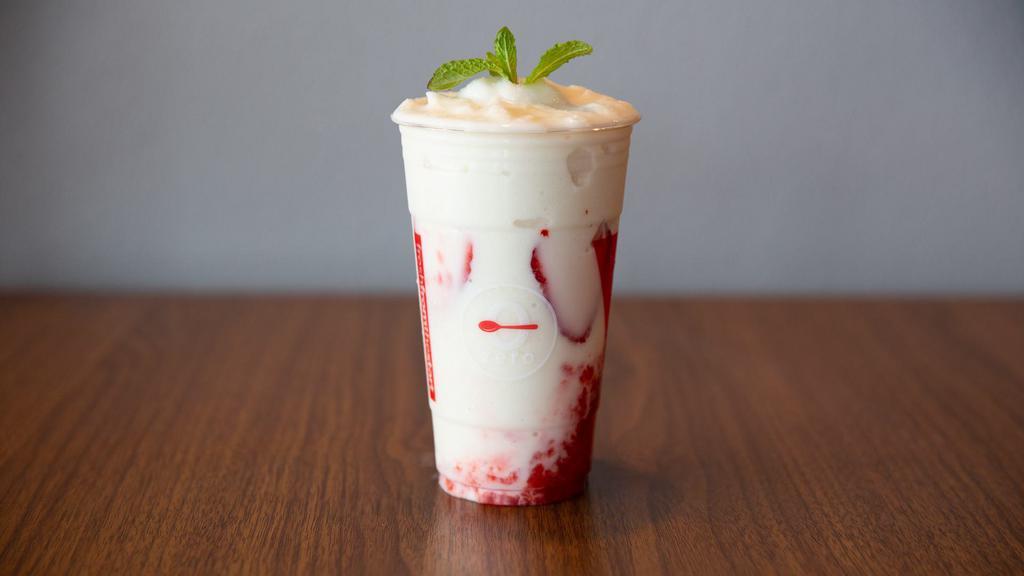 Pina Colada · Contains dairy. Blended pineapple juice, coconut milk, and fresh strawberry.