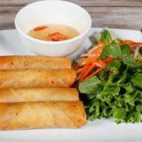 Chả Giò - Egg Rolls · Contains gluten. 4 - crispy rolls fried with pork, shrimp, glass noodles & vegetables served...
