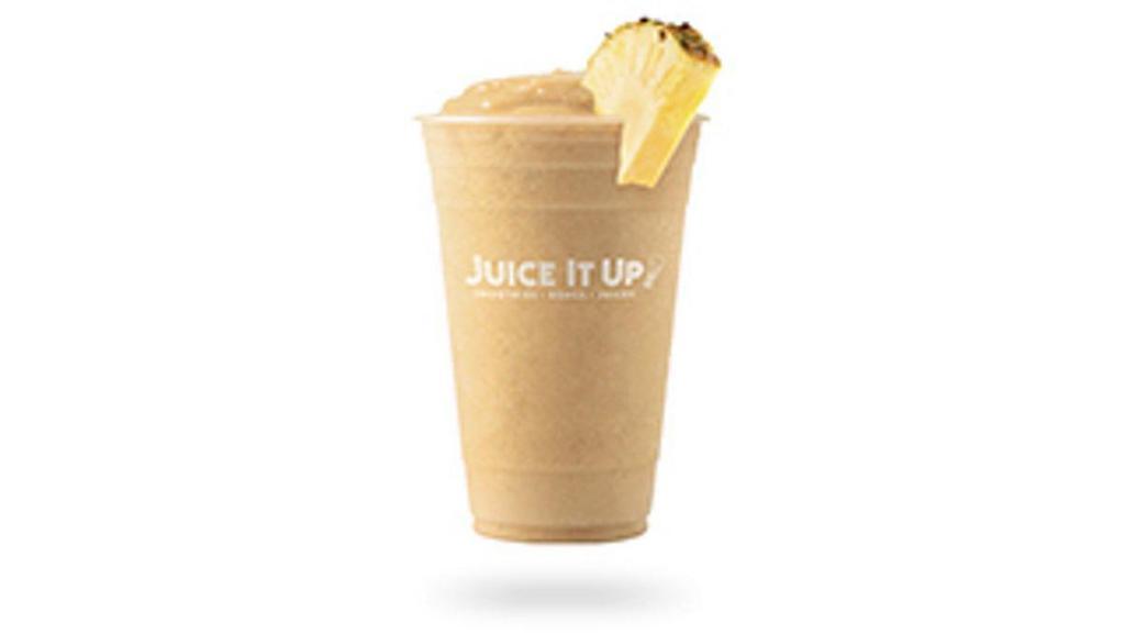 Superfruit Sunrise® · Passion Fruit Juice, Orange Juice, Acerola, Banana, Pineapple, Ginger. Cal: 270/420. (Vegan, Gluten-Free)
