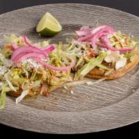 Sopes Lunch · 2 corn dough patties made from scratch. Bean spread, choice of protein, topped with lettuce,...