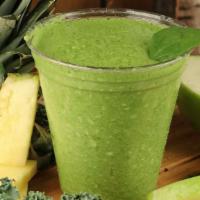 Green Juice (24Oz) · Green apple, pineapple, kale, cucumber, celery, spinach, parsley, cactus, pineapple juice.