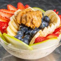 The Hulk Bowl · Base: almond milk, kale, banana, pineapple, strawberry sherbet, whey protein. Toppings: gran...