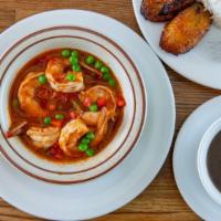 #33 Camarones Enchilados (Shrimp In Creole Sauce) · Shrimp in a distinct Tomato Based creole sauce.