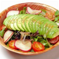Avocado Salad · Mix green, tomato, red onion, radish, avocado, served with house made ginger dressing