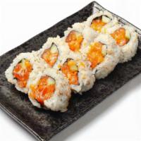 Spicy Salmon Roll · Seaweed, sushi rice, sesame seeds, cucumber, spicy salmon