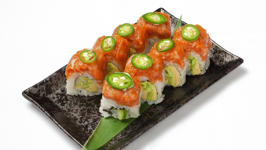Spicy Yellowtail Jalapeno Roll · (Fresh Roll) Spicy yellowtail, cucumber, avocado, jalapeno, wasabi aioli