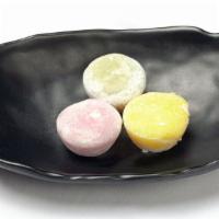 Mochi Ice Cream · Mochi filled with delicious ice cream. choice of strawberry, green tea or mango