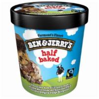 Ben & Jerry'S Half Baked (1 Pint) · A delectable dance of Chocolate Chip Cookie Dough and Chocolate Fudge Brownie. Vanilla ice c...