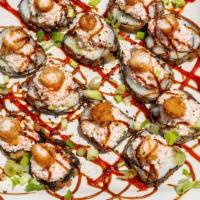 Tempura Roll · In: Philadelphia, avocado, shrimp, and imitation crab rolled in nori seaweed. Out: crab mix,...