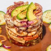 The Tower · Crab meat, cooked shrimp, octopus, shrimp cooked in lime juice, scallops served on ceviche w...