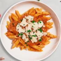 Penne Vodka · Fresh penne pasta served with a smooth creamy tomato sauce and your choice of toppings.