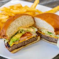 Chipotle Burger · Chipotle cheese, grilled pasilla pepper, tomatoes, avocado, chipotle mayo.