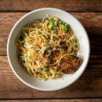 Spaghetti Al Limone · Parmesan Cheese, Peas, Pea Tendrils
