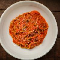 Linguini Bolognese · Spinach Pasta, Slow Cooked Ragu