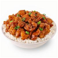 Firecracker Chicken · Spicy - Starts sweet, finishes with a spicy kick! Garnished with green onions.