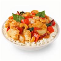 Thai Basil Cashew Chicken · With white onions, red bell peppers, fresh basil & chili peppers wok’d in our savory sweet &...