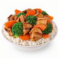 Grilled Teriyaki Chicken & Vegetables  · Grilled chicken, broccoli and carrots in a sweet soy teriyaki sauce.. (2) 370 cal