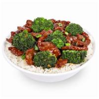 Beef & Broccoli · Gluten Free - Grass-fed wok seared steak, garlic, ginger, scallions and broccoli. Tossed in ...