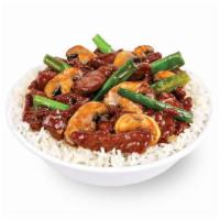 Mongolian Steak · Gluten Free - Grass-fed, wok seared steak with garlic, scallions, and mushrooms. Tossed in a...
