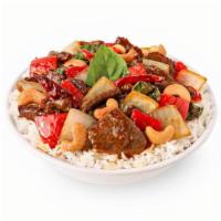 Thai Basil Cashew Beef  · With white onions, red bell peppers, fresh basil & chili peppers wok’d in our savory sweet &...