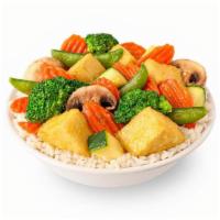 Tofu And Vegetables · Gluten Free - Tofu with zucchini, carrots, broccoli, zucchini, water chestnuts, and snap pea...