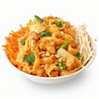 Pad Thai Noodles · Rice noodles in our tangy Pad Thai sauce with green onions and white onions, carrots, cilant...