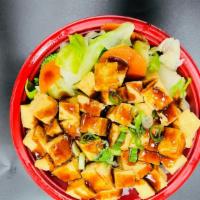 Tofu Bowl · White Rice, Tofu, Mixed Veggies, Green Onion