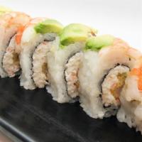 Shrimp Killer · [Inside: Shrimp Tempura Crab Meat, Cucumber, ]
[Outside:  Sushi Shrimp, Avocado & Eel Sauce]