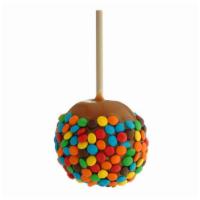 Caramel Apple Featuring M&M’S® · Caramel-covered Granny Smith apple rolled in M&M’s® candies.